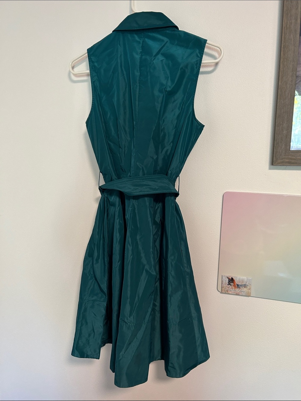 STAUD Teal Sleeveless Shirt Midi Dress with Belt - Picture 4 of 4